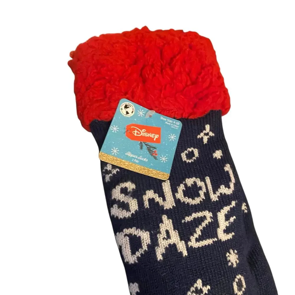 NWT Disney Lilo and Stitch (4-10) Adult Christmas Thick Socks w/ Non-Slip Soles